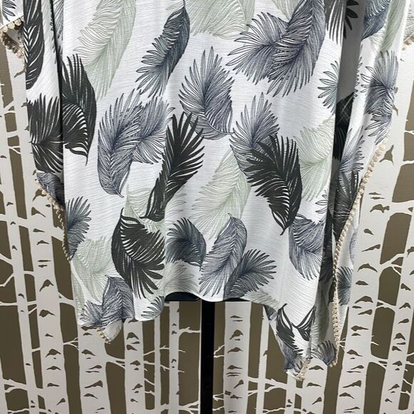 Chico's Palm Leaf Print Blouson Scarf Top S/M - Picture 12 of 14